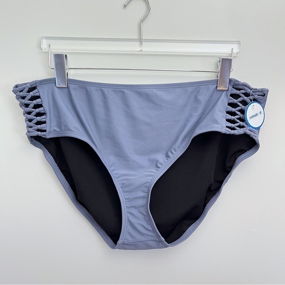 Swimsuits for all purple grey lattice side full coverage swimsuit bikini bottom - Picture 1 of 6